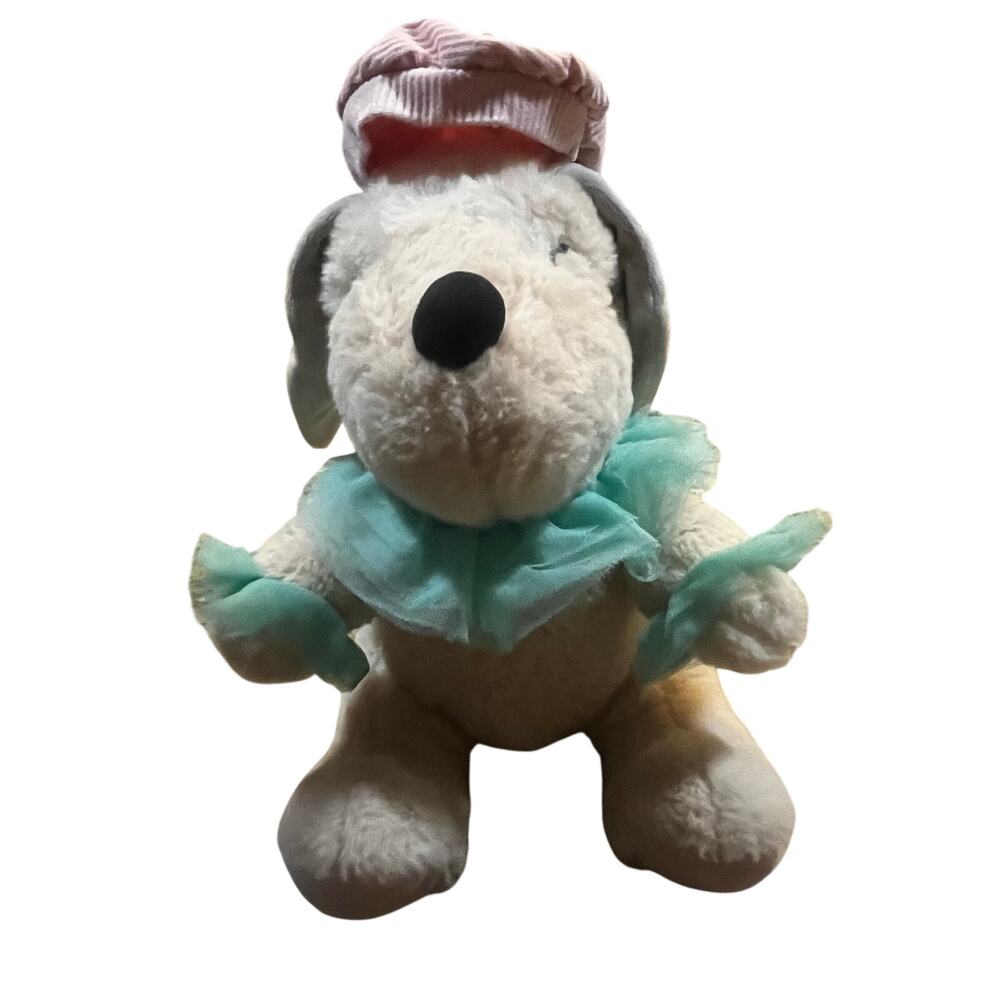2023 Members Mark Dog Plush Cream Pink Beret Turquoise Ruffles stuffed animal‎ ￼